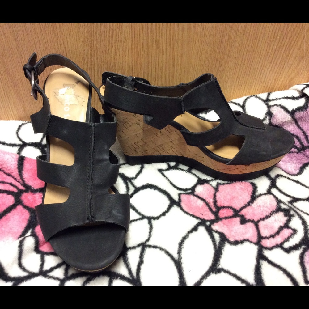 Size 7 Franco Sarto Black Wedges